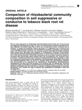 Comparison of Rhizobacterial Community Composition in Soil Suppressive Or Conducive to Tobacco Black Root Rot Disease