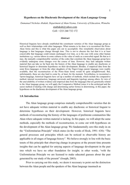 Emmanuel Nicholas Abakah. Hypotheses on the Diachronic