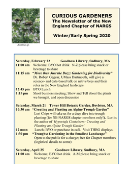 CURIOUS GARDENERS the Newsletter of the New England Chapter of NARGS
