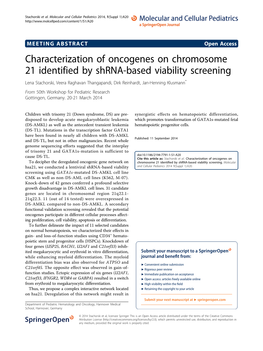 Characterization of Oncogenes on Chromosome 21 Identified By