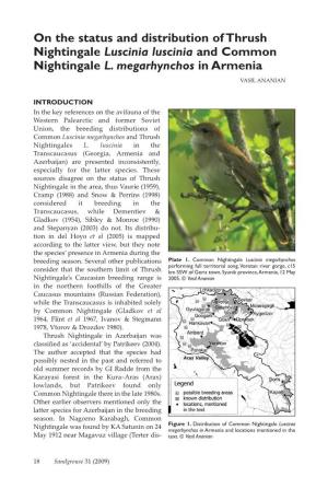 On the Status and Distribution of Thrush Nightingale Luscinia Luscinia and Common Nightingale L