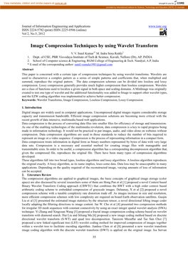 Image Compression Techniques by Using Wavelet Transform