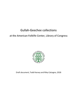 Gullah-Geechee Collections at the American Folklife Center, Library of Congress