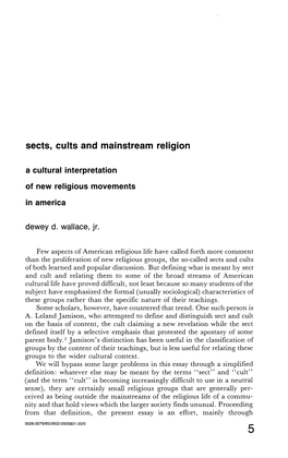 Sects, Cults and Mainstream Religion