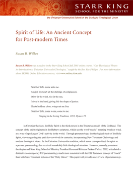 Spirit of Life: an Ancient Concept for Post-Modern Times