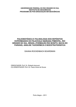 Paleobotânica E Palinologia Dos Depósitos Eopermianos