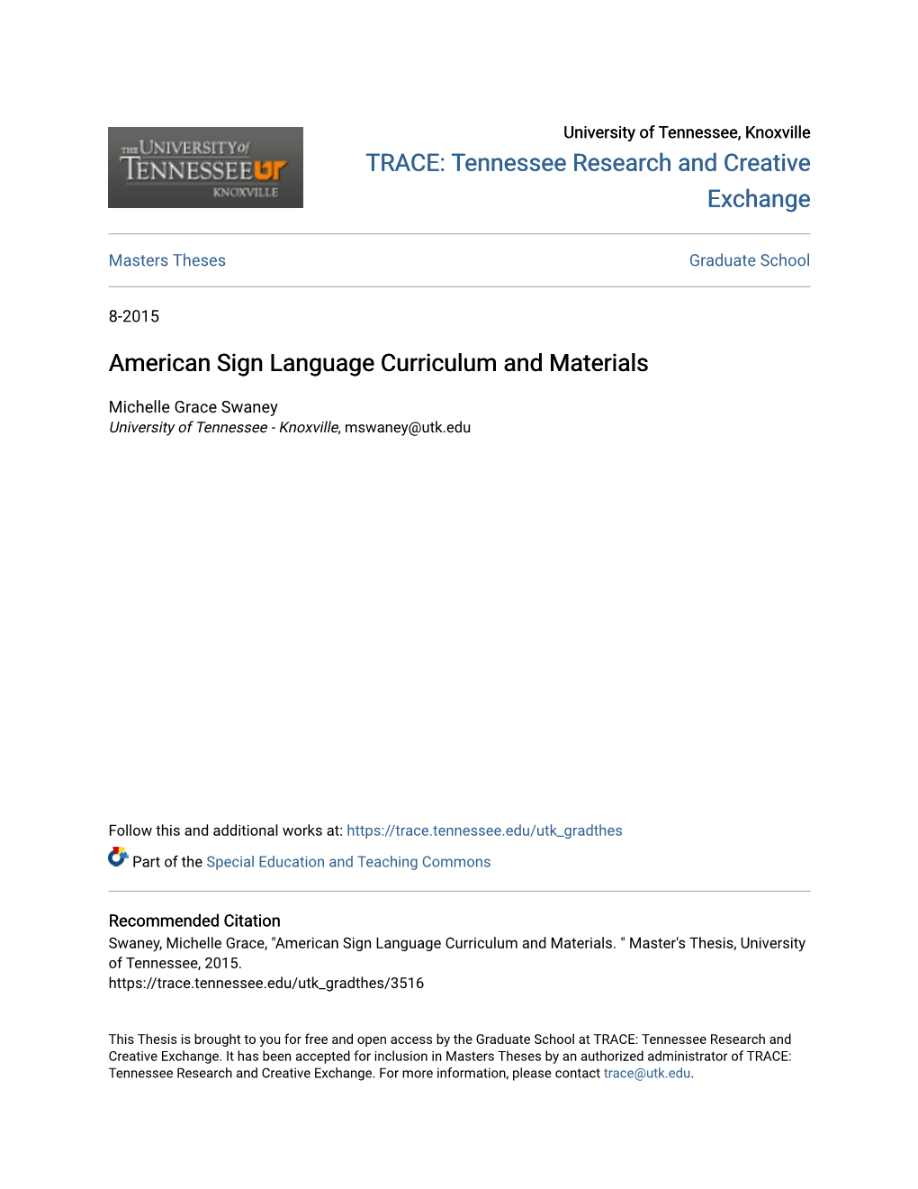 American Sign Language Curriculum and Materials