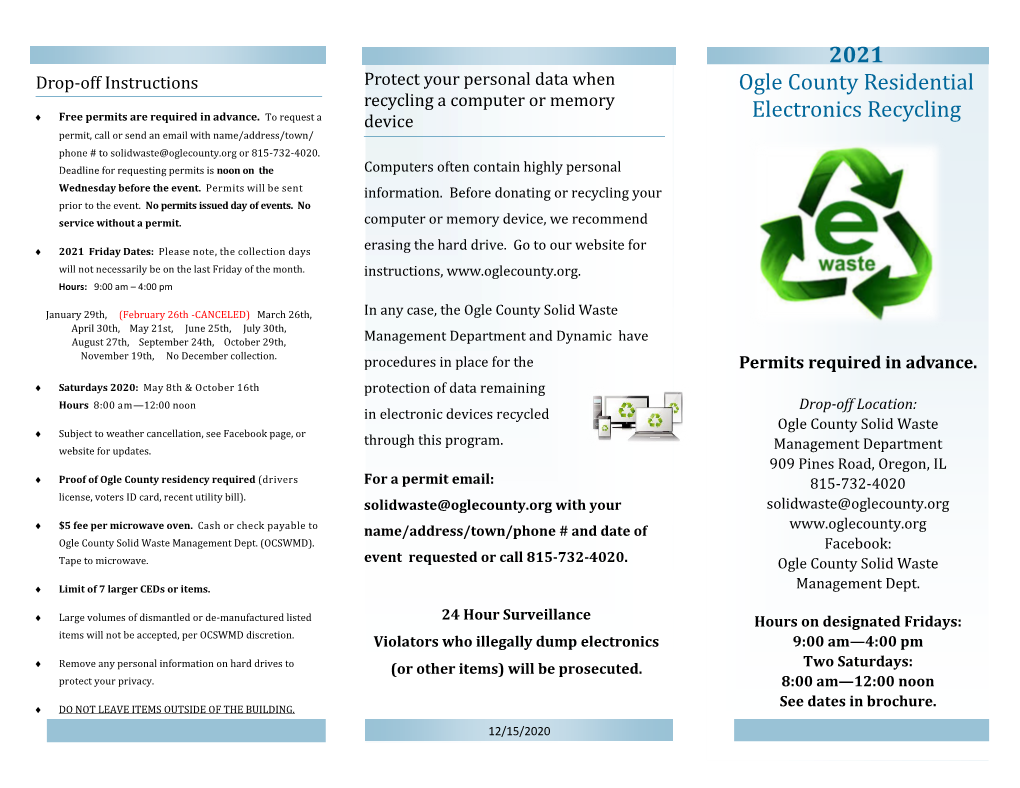 2021 Ogle County Residential Electronics Recycling