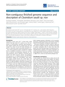 Non-Contiguous Finished Genome Sequence and Description of Clostridium Saudii Sp
