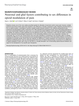 Neuronal and Glial Factors Contributing to Sex Differences in Opioid Modulation of Pain