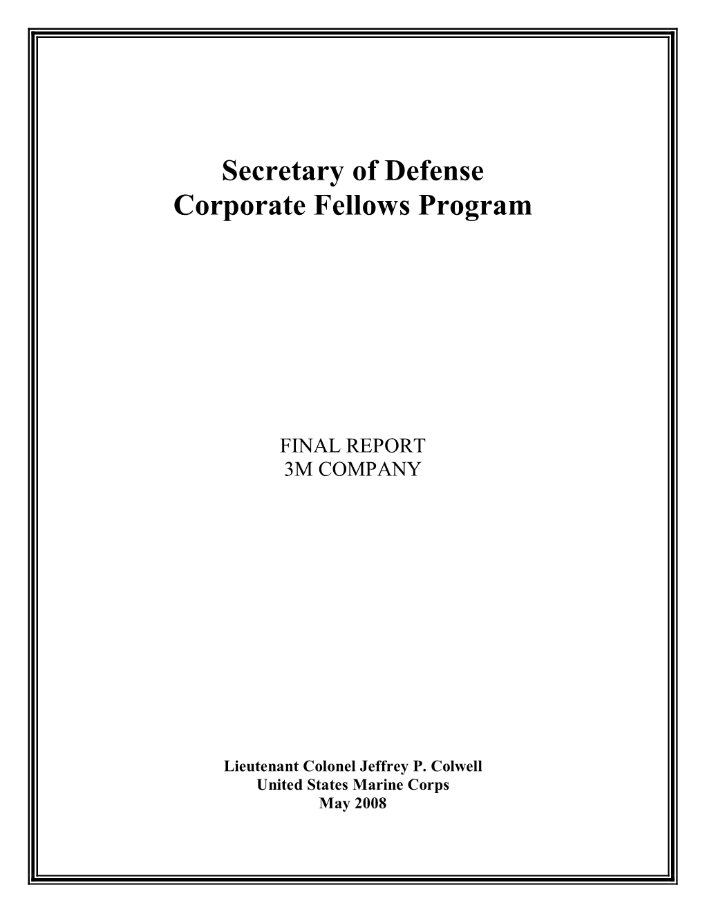 Secretary of Defense Corporate Fellows Program