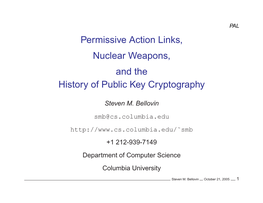 Permissive Action Links, Nuclear Weapons, and the History of Public Key Cryptography