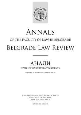 Anali Pravnog Fakulteta U Beogradu [Annals of the Faculty of Law in Belgrade] 1 3/1991, Particularly 62 64