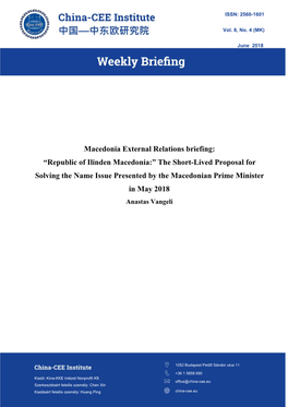 Macedonia External Relations Briefing