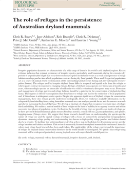 The Role of Refuges in the Persistence of Australian Dryland Mammals