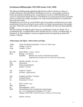 Karlheinz Stockhausen: Bibliography English (PDF)