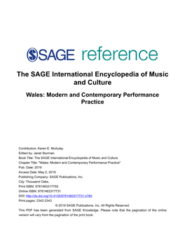 Wales: Modern and Contemporary Performance Practice