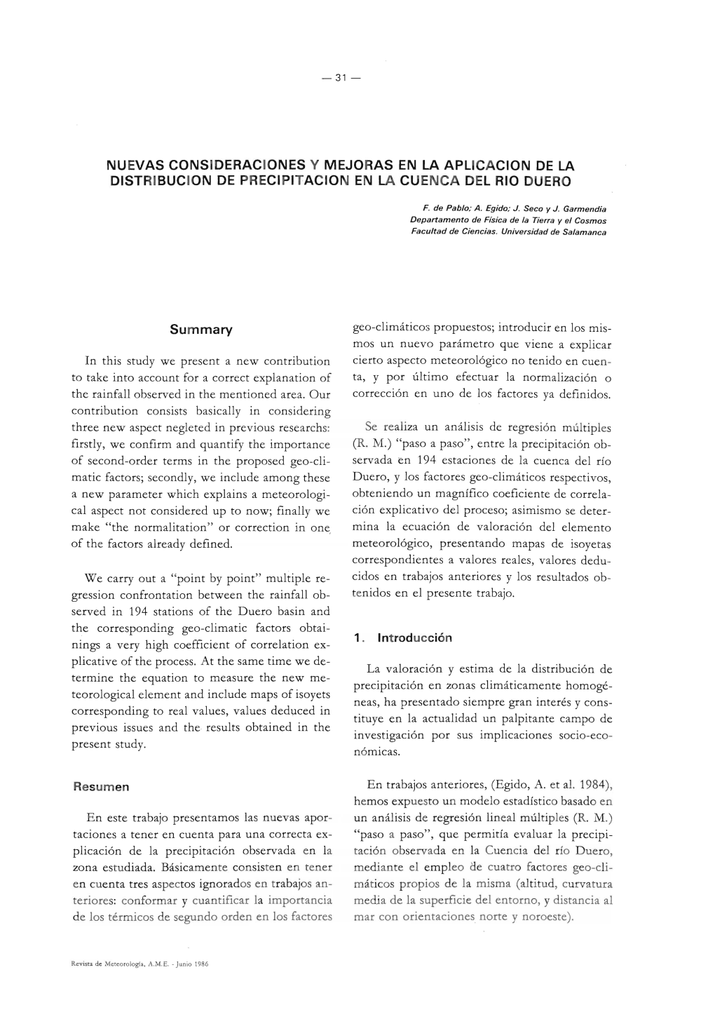 Nuevas Consideraciones Y Mejoras En La Aplicacion De La Distribucion De Precipitacion En La Cuenca Del Rio Duero