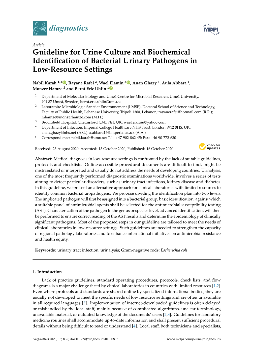 Guideline for Urine Culture and Biochemical Identification Of