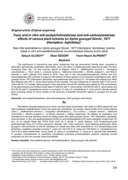 Toxic and in Vitro Anti-Acetylcholinesterase and Anti