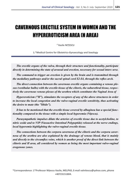 Cavernous Erectile System in Women and the Hypereroticism Area (H Area)