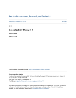 Generalizability Theory in R