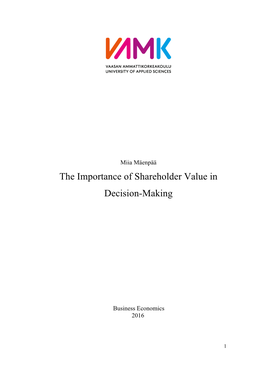 The Importance of Shareholder Value in Decision-Making