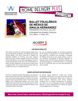 BALLET FOLKLÓRICO DE MÉXICO DE AMALIA HERNÁNDEZ PREMIERING FRI, FEB 26, 8Pm (ET) STREAMING on DEMAND THROUGH THU, MAR 4, 11:59Pm (ET)