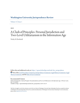 Personal Jurisdiction and Two-Level Utilitarianism in the Information Age Wesley M