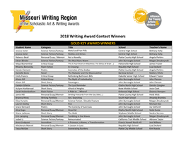 2018 Writing Award Contest Winners