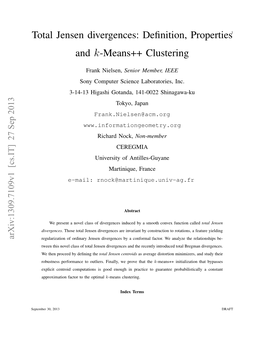 Total Jensen Divergences: Definition, Properties and K-Means++ Clustering