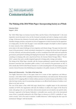 The Making of the 2016 White Paper: Incorporating Society As a Whole