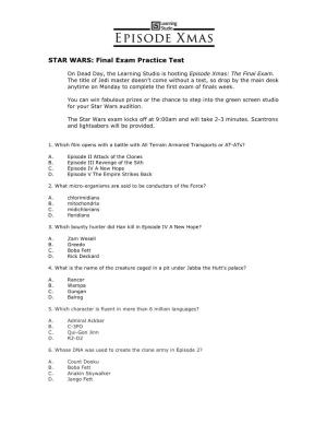 STAR WARS: Final Exam Practice Test