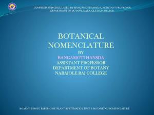 Botanical Nomenclature by Bangamoti Hansda Assistant Professor Department of Botany Narajole Raj College