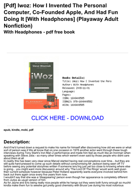 [Pdf] Iwoz: How I Invented the Personal Computer, Co-Founded Apple, and Had Fun Doing It [With Headphones] (Playaway Adult Nonfiction) with Headphones - Pdf Free Book