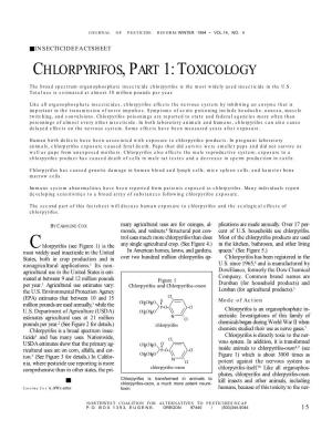 Chlorpyrifos, Part 1: Toxicology