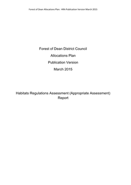 Forest of Dean District Council Allocations Plan Publication Version