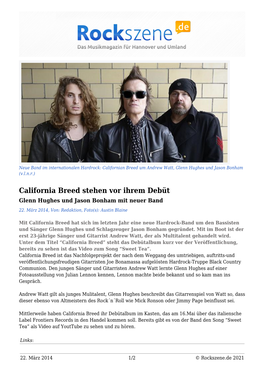 California Breed Stehen Vor Ihrem Debüt Glenn Hughes Und Jason Bonham Mit Neuer Band