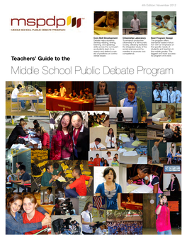 Teachers' Guide to the Middle School Public Debate Program