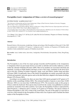 Zoosymposia 4: 260–271 (2010) Psoroptidia (Acari: Astigmatina)