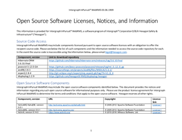 Open Source Software Licenses, Notices, and Information