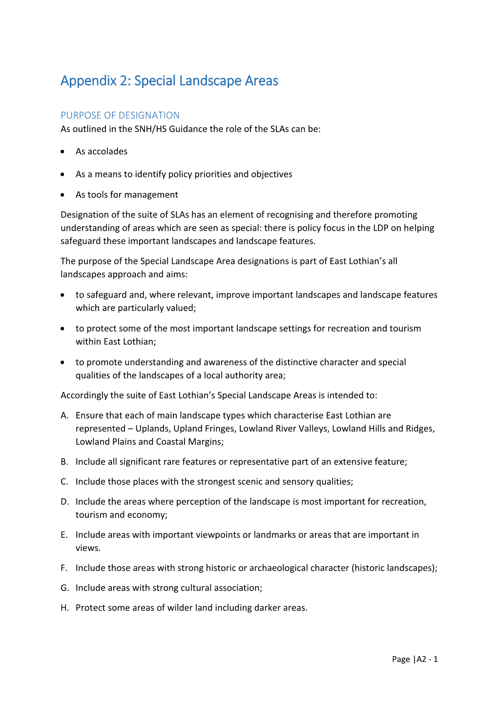 Appendix 2: Special Landscape Areas