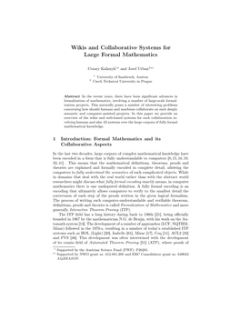 Wikis and Collaborative Systems for Large Formal Mathematics