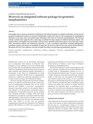 MORPHOJ: an Integrated Software Package for Geometric Morphometrics