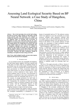 Assessing Land Ecological Security Based on BP Neural Network: a Case Study of Hangzhou, China