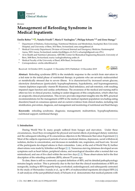 Management of Refeeding Syndrome in Medical Inpatients