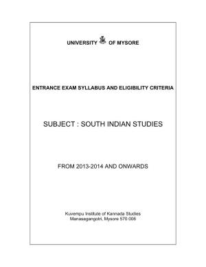 South Indian Studies
