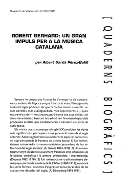 Robert Gerhard: Un Gran Impuls Per a La Música Catalana