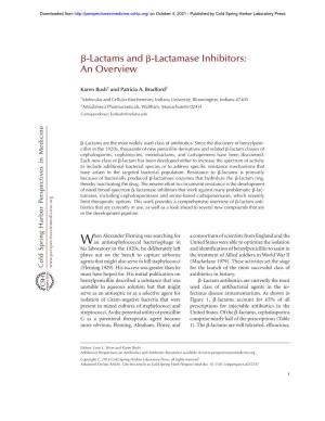 B-Lactams and B-Lactamase Inhibitors: an Overview