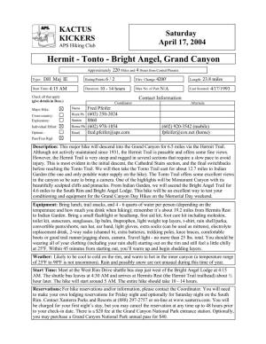 Hermit - Tonto - Bright Angel, Grand Canyon